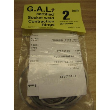 Gap-A-Let ZZ10404 Socket Weld Contraction Rings 2" (Pack of 20)