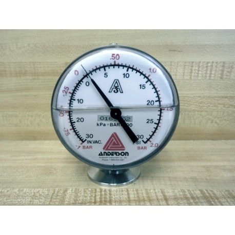 Anderson 0169302 Dual Scale Gauge kPaBARx100 - New No Box