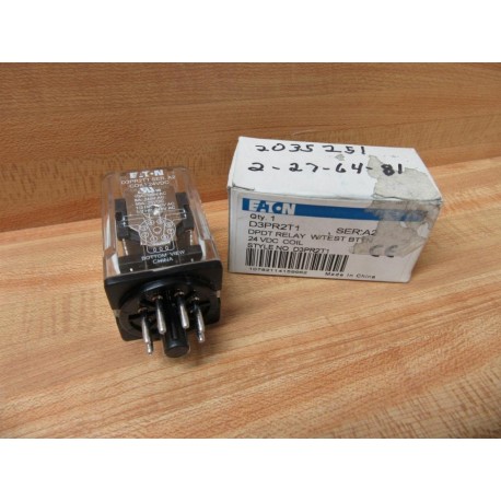 Eaton D3PR2T1 Cutler Hammer DPDT Relay WTest Button