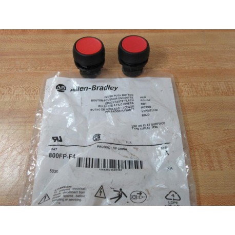 Allen Bradley 800FP-F4 Red Flush Button 800FPF4 (Pack of 2)