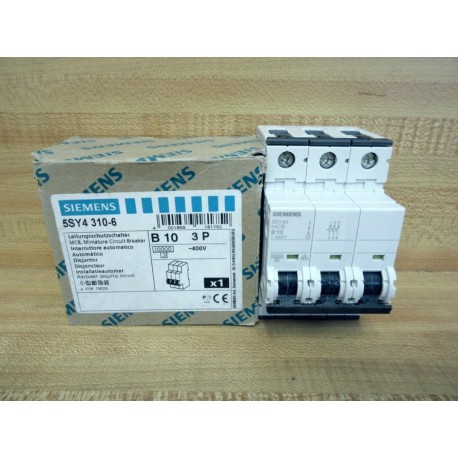 Siemens 5SY4 310-6 Circuit Breaker 3P 10A 5SY43106