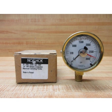 Noshok 25-300-3000-PSI-MIP Pressure Gauge