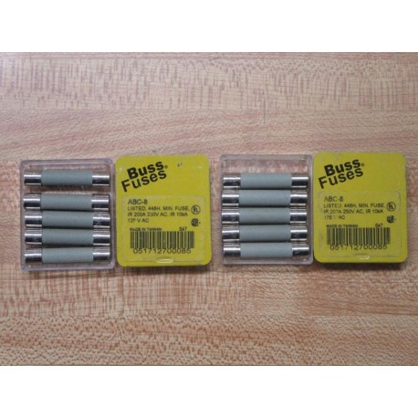 Buss ABC-8 Bussmann Fuse Cross Ref 6F046 Gray (Pack of 10)