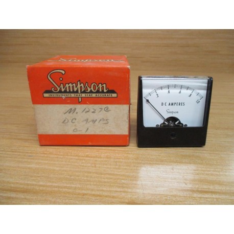 Simpson 1227C 0-1 DC AMPS Panel Meter