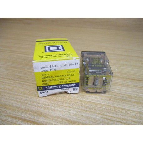 Square D 8501-KP12-P14-24V Relay 8501KP12P1424V Ser.D