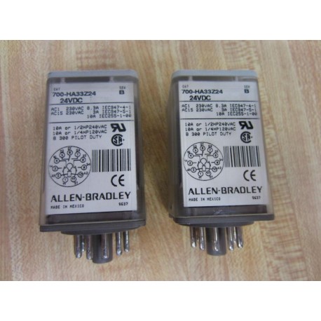 Allen Bradley 700-HA33Z24 Relay 700HA33Z24 Ser B (Pack of 2) - Used