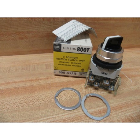 Allen Bradley 800T-J2KA1B 3-Pos. Selector Switch 800TJ2KA1B W(2) 800T-XA