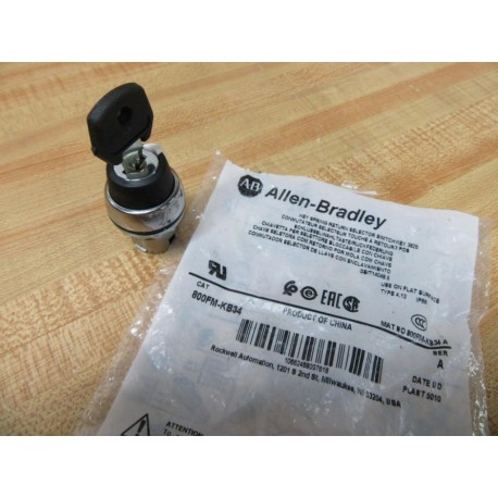 Allen Bradley 800FM-KB34 3-Pos Keyed Selector Switch 800FMKB34