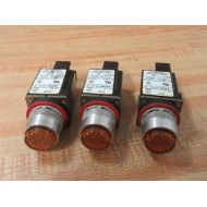 Allen Bradley 800MR-PT16A Amber Pilot Light 800MRPT16A (Pack of 3) - Used