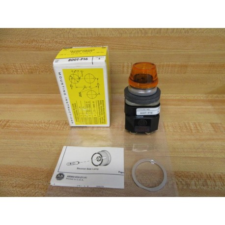 Allen Bradley 800T-P16A Amber Pilot Light 800TP16A Series B