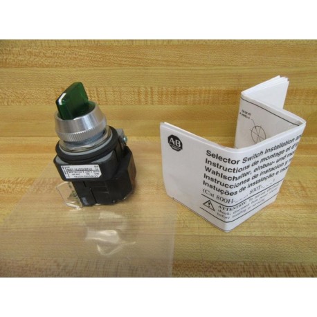 Allen Bradley 800T-16JG2KB7AX Green Selector Switch W40171-002-01, 800T-XA - New No Box