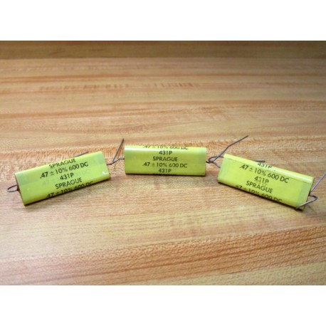 Sprague 431P Capacitor .47 ± 10% 600 DC (Pack of 3) - New No Box