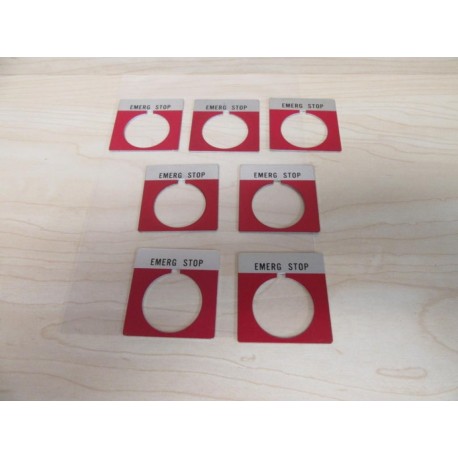 Allen Bradley 800T-X504 "Emerg Stop" Plate 800TX504 (Pack of 7) - New No Box
