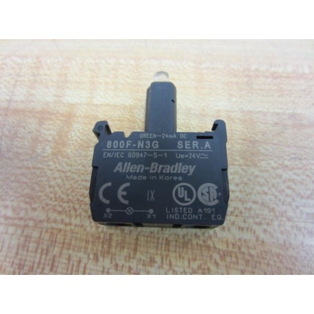 Allen Bradley 800F-N3G Green Light Module 800FN3G Series A 24mA DC - New No Box