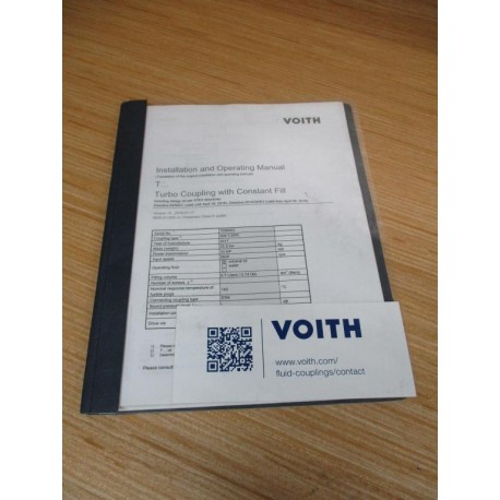 Voith 3626-011000 en Installation & Operating Manual - New No Box