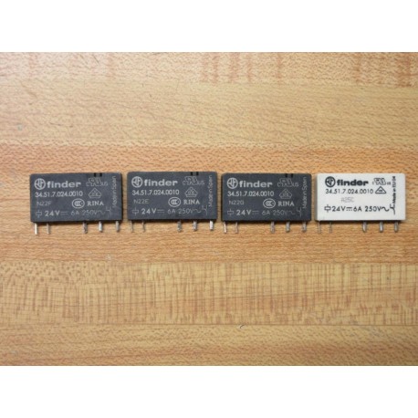 Finder 34.51.7.024.0010 Ultra-Slim PCB Relay 345170240010 (Pack of 4) - New No Box