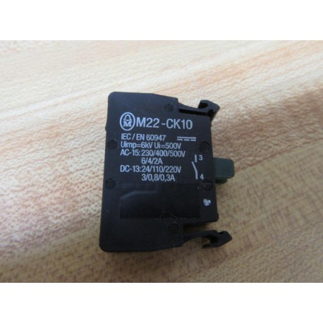 Moeller Klockner M22-CK10 Eaton Contact Block M22CK10 - Used
