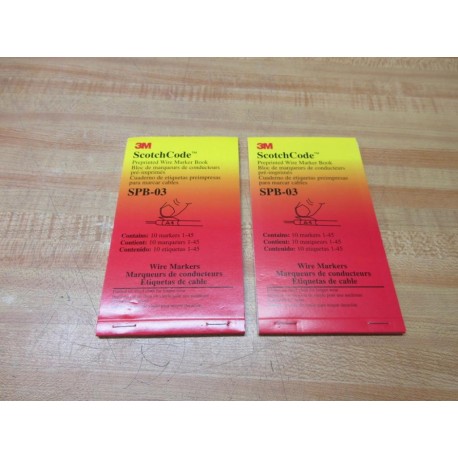 3M SPB-03 ScotchCode Preprinted Wire Marker Book (Pack of 2) - New No Box