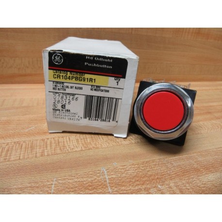 General Electric CR104PBG91R1 Red Pushbutton GE WCR104PXC91