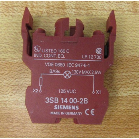 Siemens 3SB1-400-2B Contact Block 3SB14002B 3SB1400-2B - Used