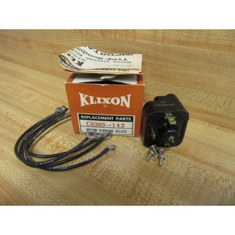 Klixon C6360-143 Motor Starting Relay C6360143