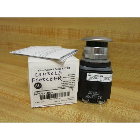 Allen Bradley 800T-FXP16GD4 Green Push Pull Switch