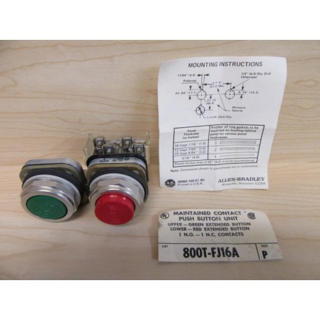 Allen Bradley 800T-FJ16A Push Button Duo - New No Box
