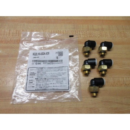 SMC KQ2L10-U02A-X35 Male Elbow Fitting 1M2-33G (Pack of 5)