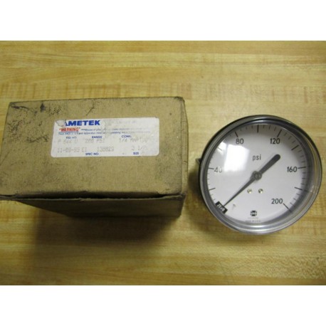 Ametek P 844 U Pressure Gauge P844U 14 NPT 0-200