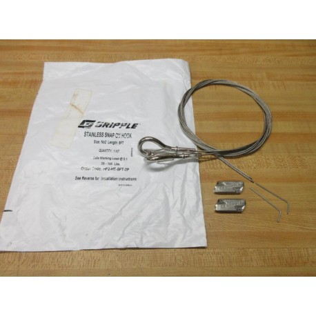 Gripple HF2-HS-5FT-2P Stainless Snap On Hook HF2HS5FT2P