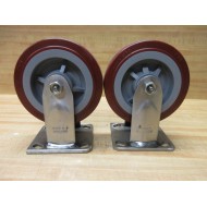 Colson 6X2 Caster Wheel 6" Rigid Plate, 4-5 SER.6" (Pack of 2) - Used