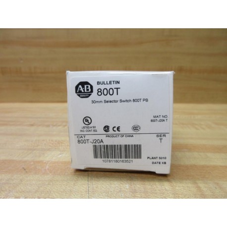 Allen Bradley 800T-J20A Selector Switch 800TJ20A EMPTY BOX ONLY!