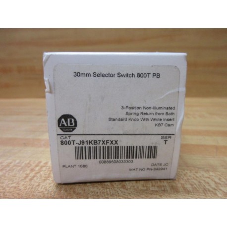 Allen Bradley 800T-J91KB7XFXX Selector Switch PN-342941 EMPTY BOX ONLY!