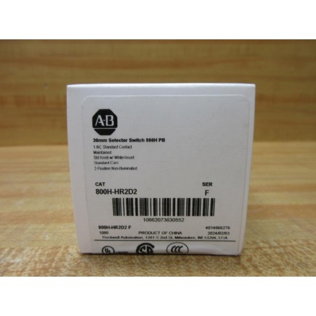 Allen Bradley 800H-HR2D2 Selector Switch 800HHR2D2 EMPTY BOX ONLY!