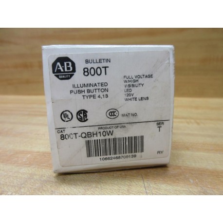 Allen Bradley 800T-QBH10W Illuminated Push Button EMPTY BOX ONLY!