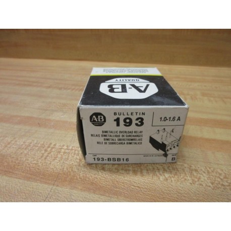Allen Bradley 193-BSB-16 Overload Relay 193BSB16 EMPTY BOX ONLY! 1.0-1.6A