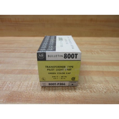 Allen Bradley 800T-P26G Pilot Light Unit 800TP26G EMPTY BOX ONLY! Series N
