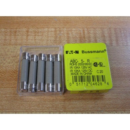 Buss ABC-5-R Bussmann Fuse Cross Ref 6F043 Gray (Pack of 5)