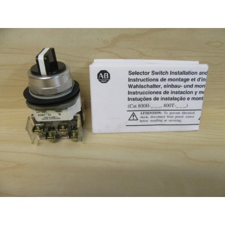 Allen Bradley 800T-J2B 3-Pos. Selector Switch SER N - New No Box