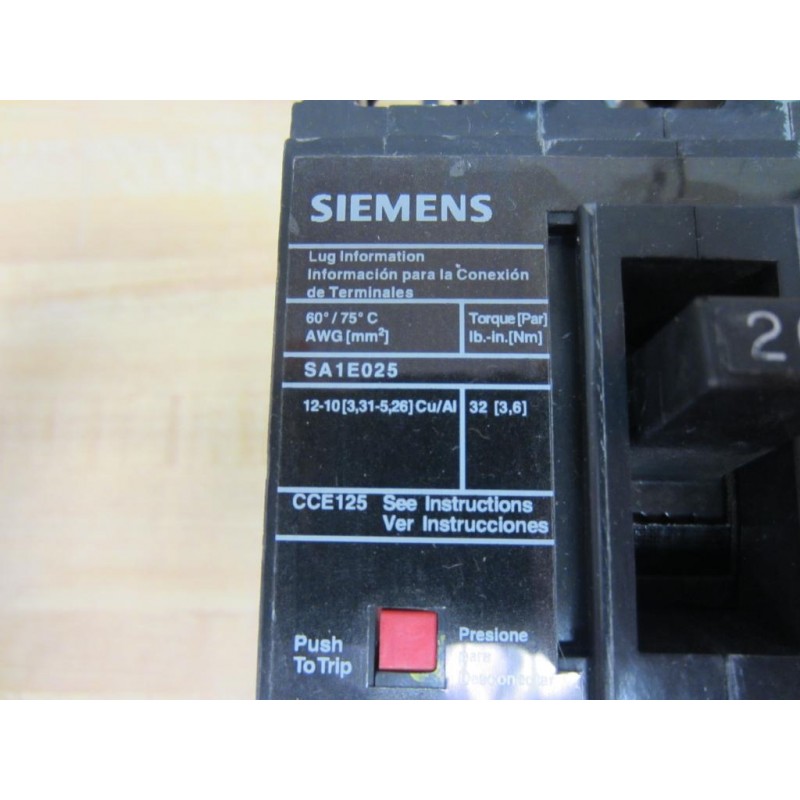 b breaker New  Circuit SA1E025 HHED63B020 Box Siemens No Breaker