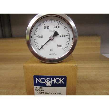 Noshok 25-410-5000 Pressure Gauge 25410 0-5000 PSI 14 NPT Steel Casing