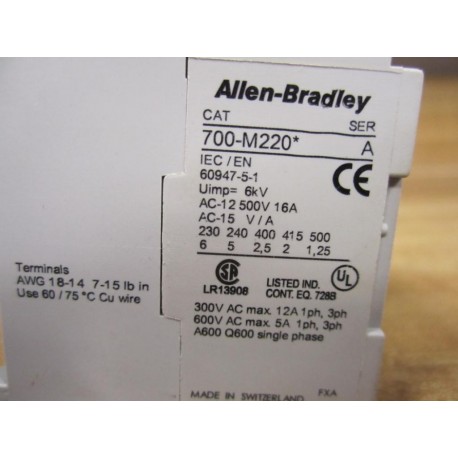 Allen Bradley 700-M220 Relay 700M220 - New No Box