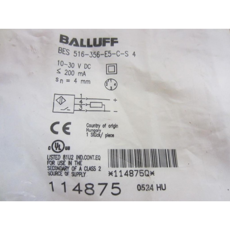 Details about   BALLUFF BES 516-356-E5-C-S4 4mm # 7 L7B 4896 