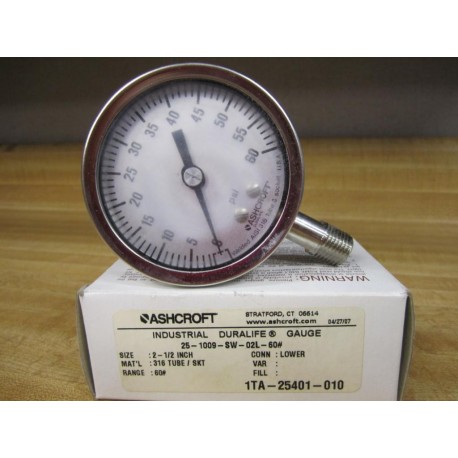 Ashcroft 25-1009-SW-02L-60 Duralife Gauge 251009SW02L60