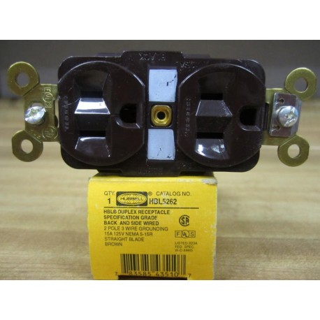 Hubbell HBL5262 15 Amp. 125 Volts Receptacle Brown