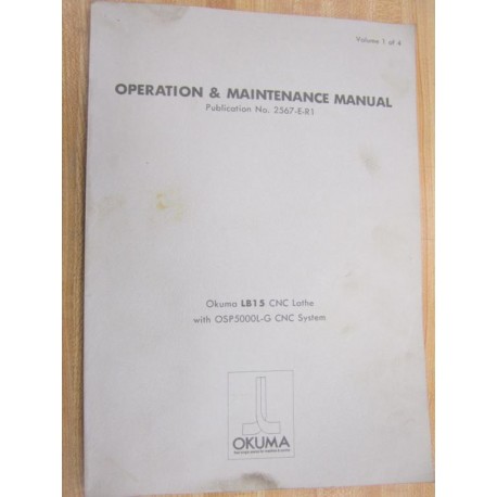 Okuma LB15 Operation & Maintenance Manual Vol 1-4 - Used