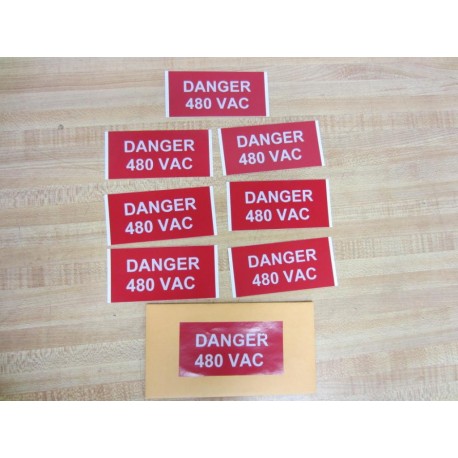 Hazard Danger SignSticker 480 VAC (Pack of 7)