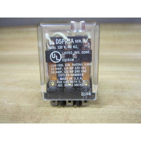 Cutler Hammer D5PR3A Relay 3PDT Series A1 - Used