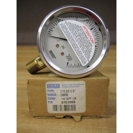 Wika 9767096 Gauge 0-300 PSI  2-12" 14" NPT Liquid