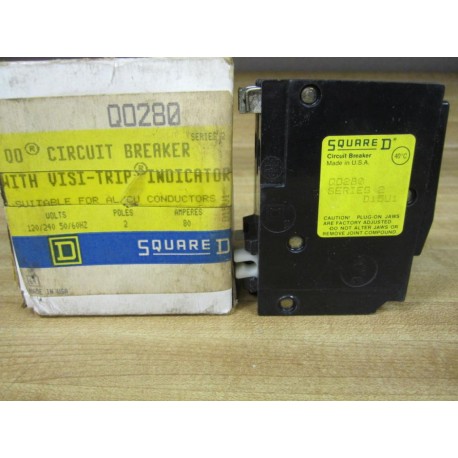 Square D Q0280 Circuit Breaker With Visi-Trip 80A 120-240V 2P